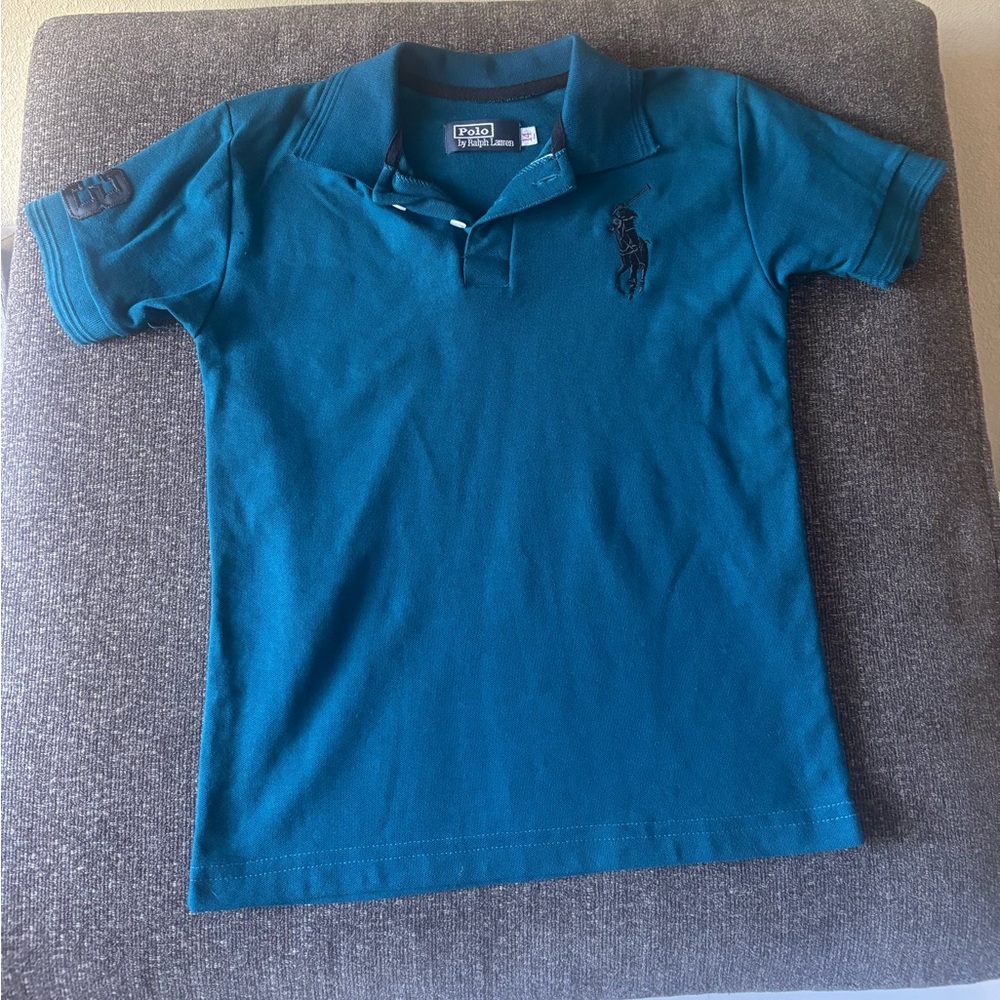Ralph Lauren Boys Teal Blue Polo Shirt with Embroidered Pony